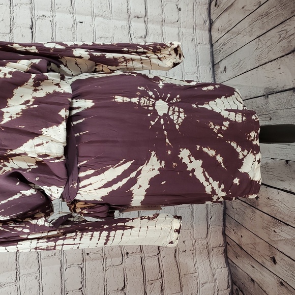 Young Fabulous & Broke Plum and Cream Faux Wrap Dress Size M NWT - Picture 9 of 14